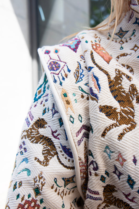 VESTE HAPPYNESS - CEINTURE CUIR ECRU