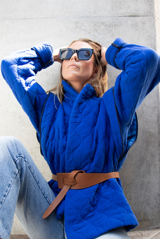 VESTE LOULOU - CEINTURE CUIR MARRON