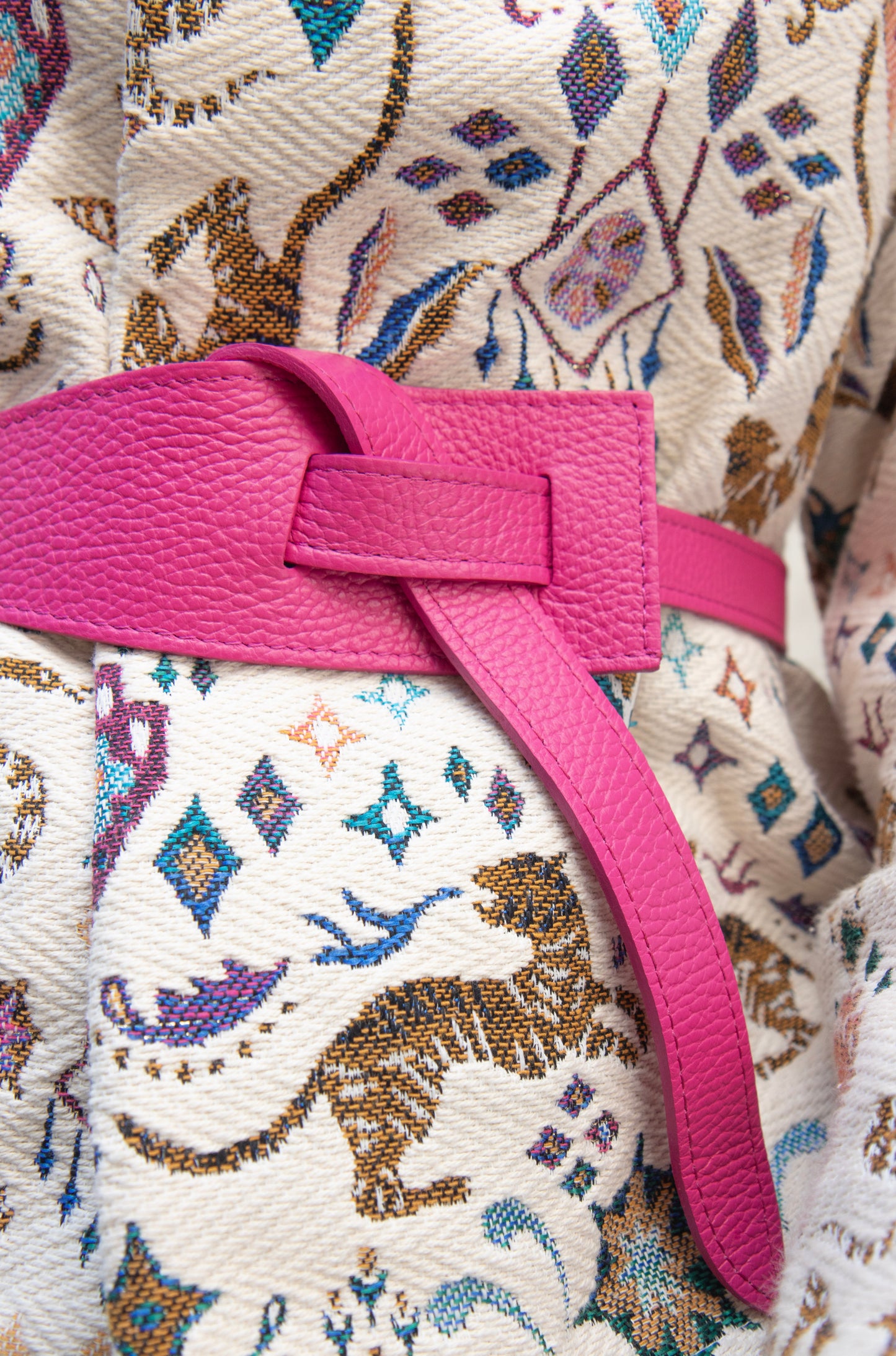 VESTE HAPPYNESS - CEINTURE CUIR ROSE