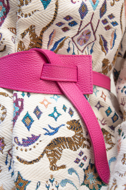 VESTE HAPPYNESS - CEINTURE CUIR ROSE